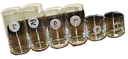 photo of glasses decorated with the letter R